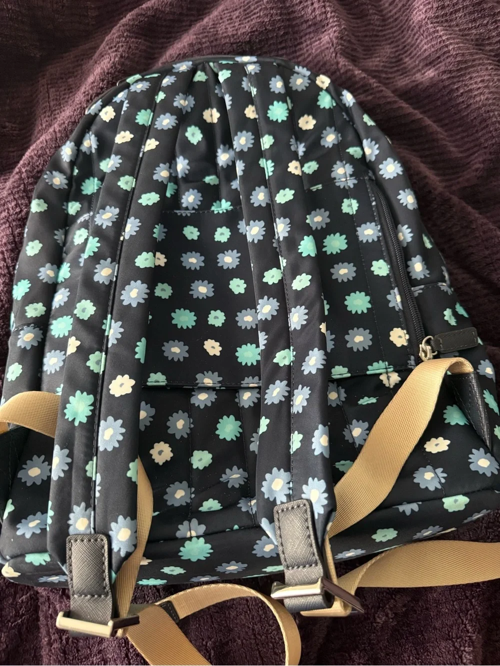 Michael Kors Navy Blue Nylon Backpack with Mint & Light Blue Floral Print
